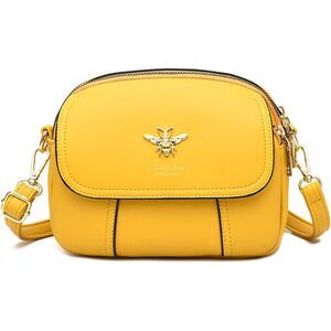 Women Yellow Imported Faux Leather Stylish Small Crossbody Wallet Bags